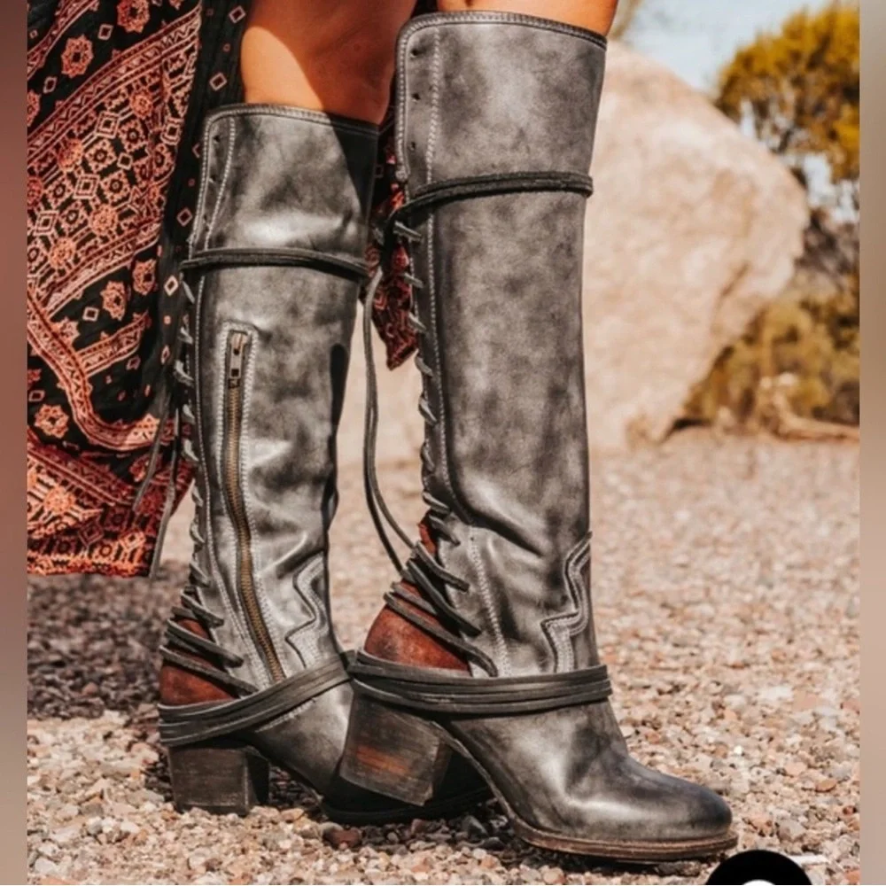 Freebird By Steven Coal Leather Woman Boots size 9
